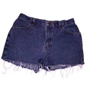 Vintage Denim Rider Shorts Womens Sz 10 Blue Frayd Hem High-Rise Cut Off-31x1.75